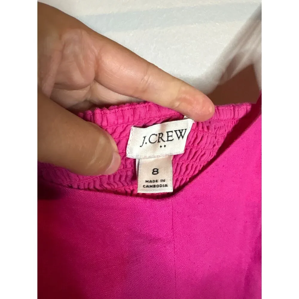 J. Crew pink linen blend midi dress
